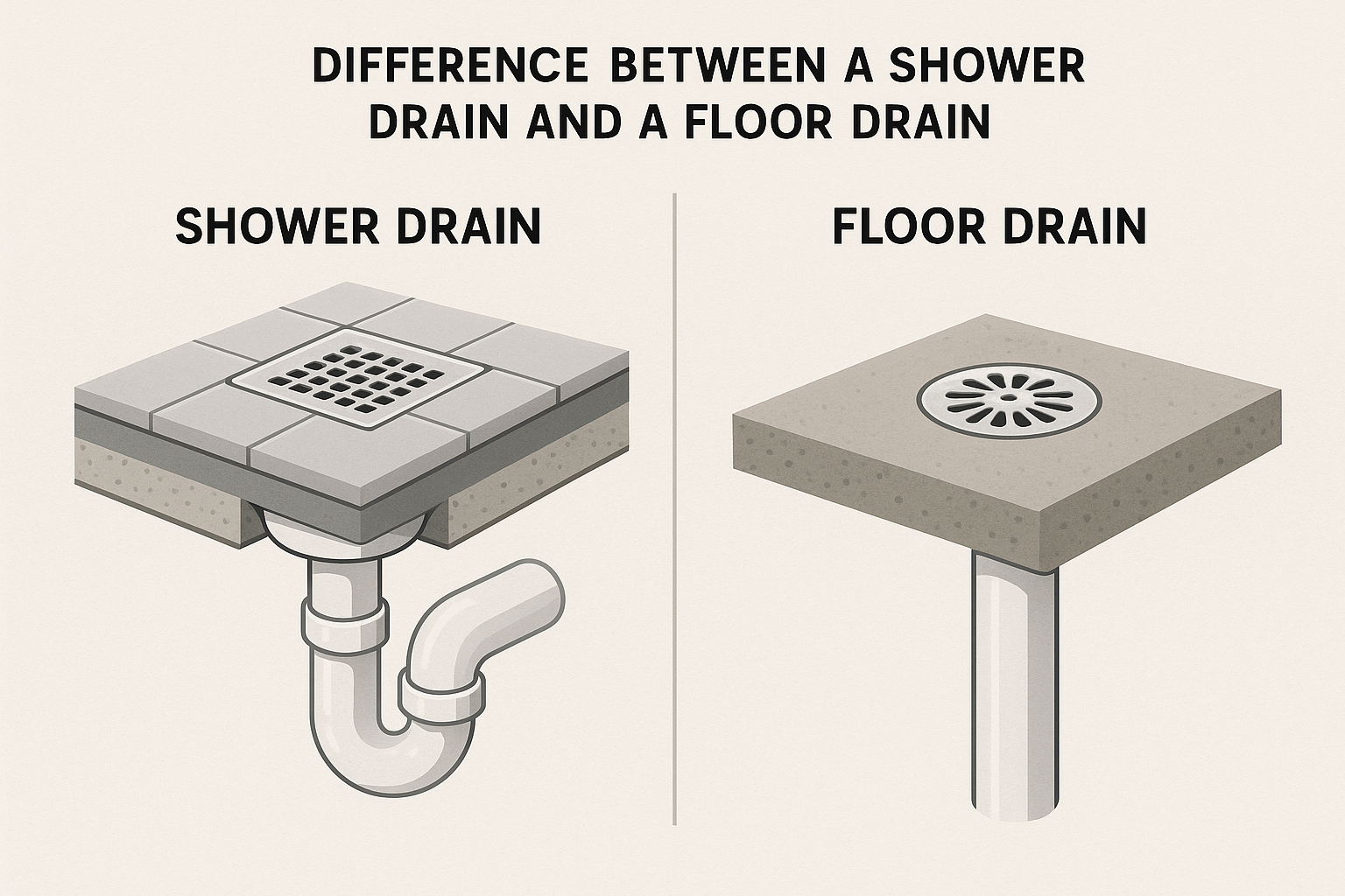 difference between a shower drain and a floor drain